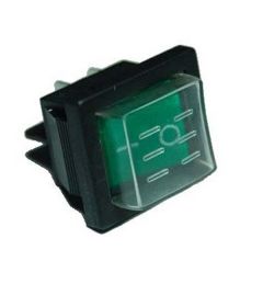 INTERRUTORE UNIPOLARE  C/PROTEZ SILICONE TASTO VERDE